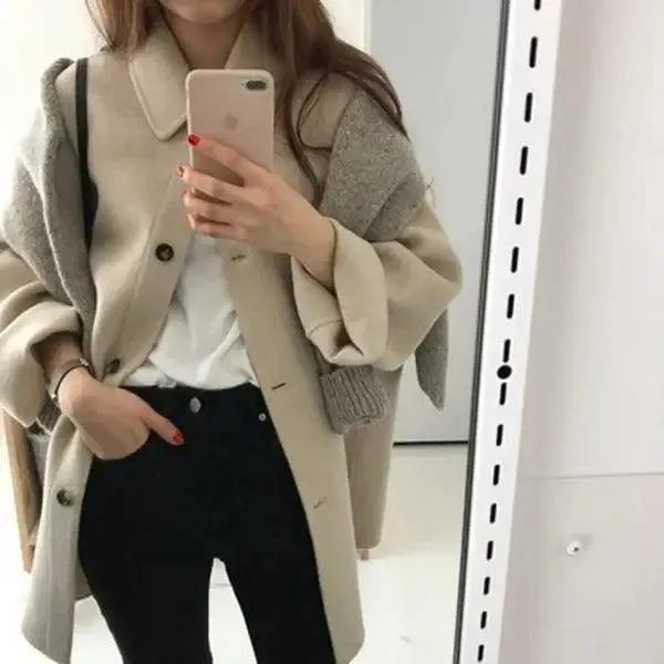 Double-sided Cashmere Coat Women Mid-length