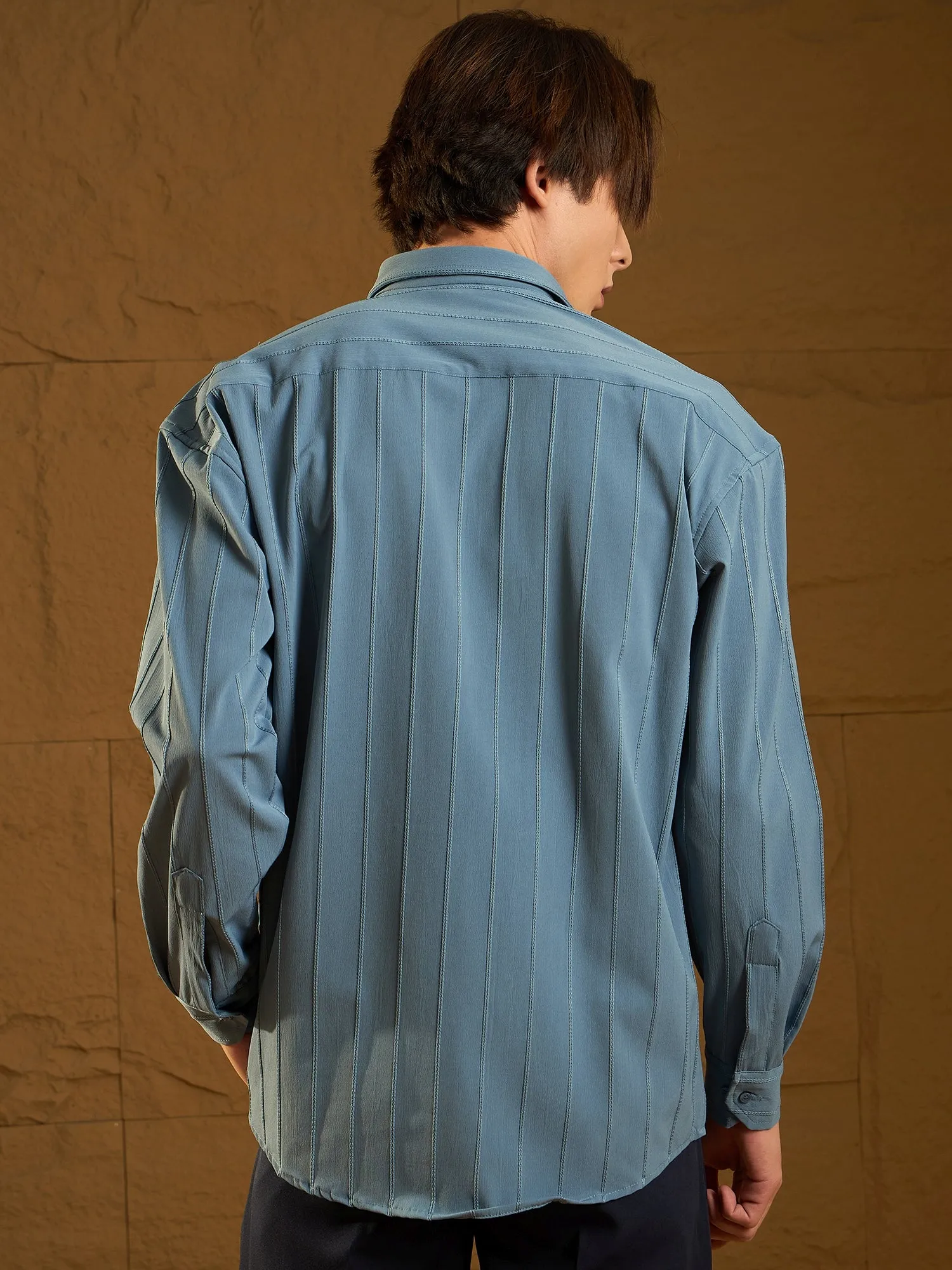 Drop Shoulder Oversized Pintuck Shirt