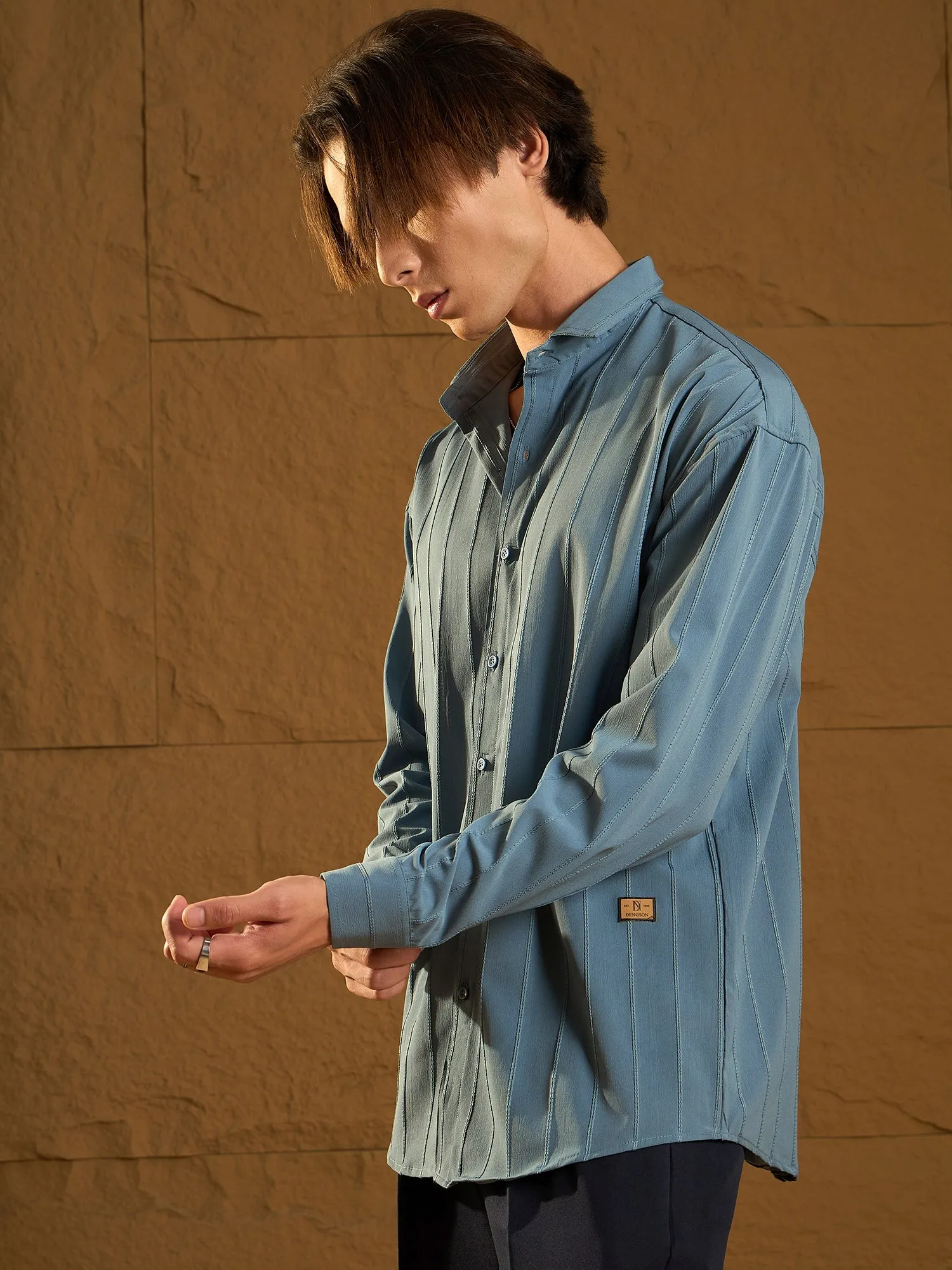 Drop Shoulder Oversized Pintuck Shirt