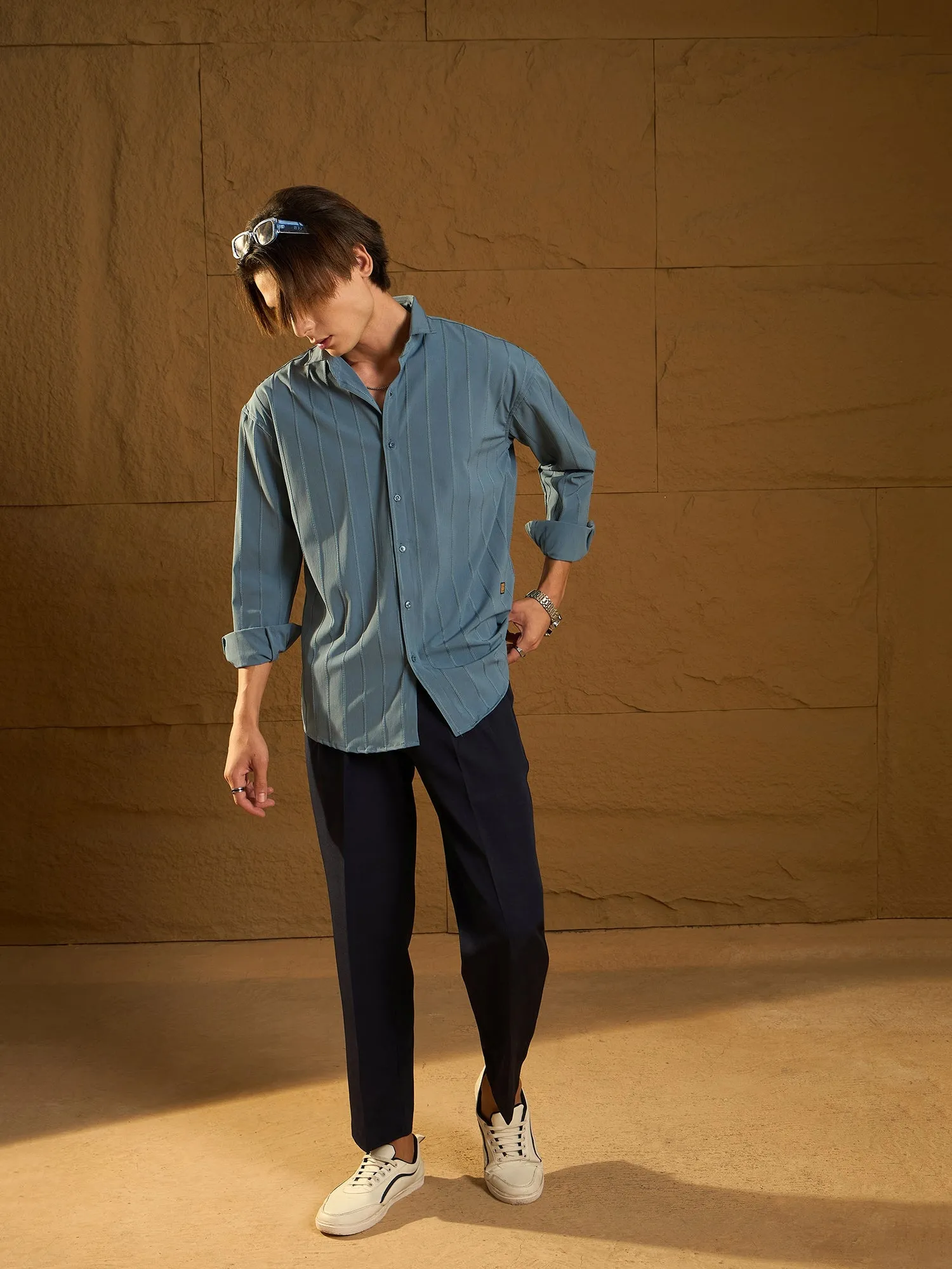 Drop Shoulder Oversized Pintuck Shirt