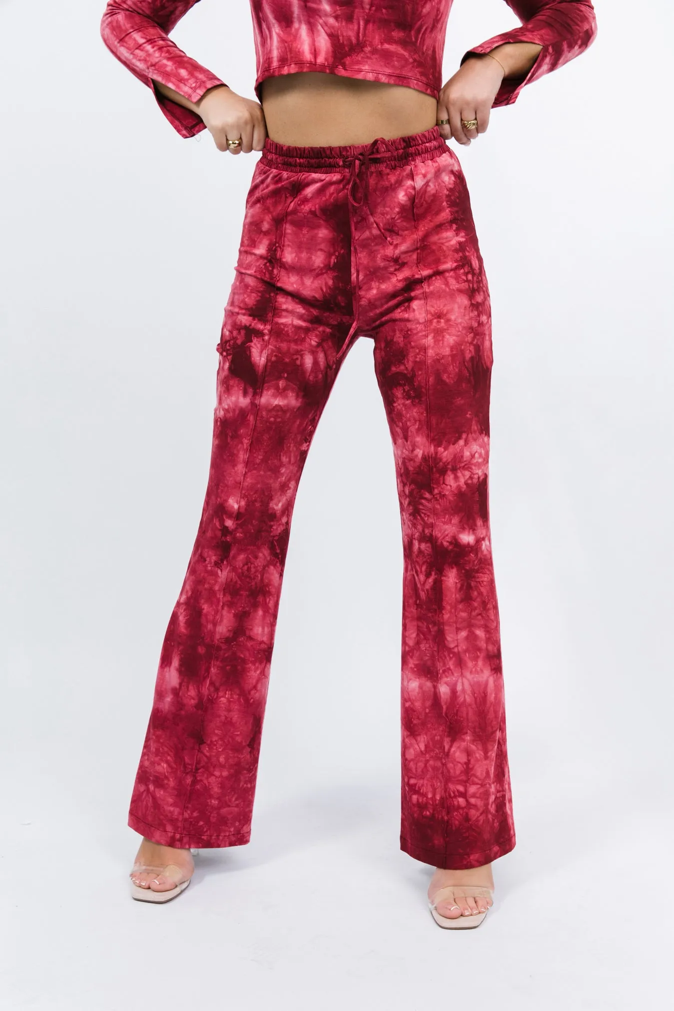 Flared Trousers in Red Tie Dye | Riley