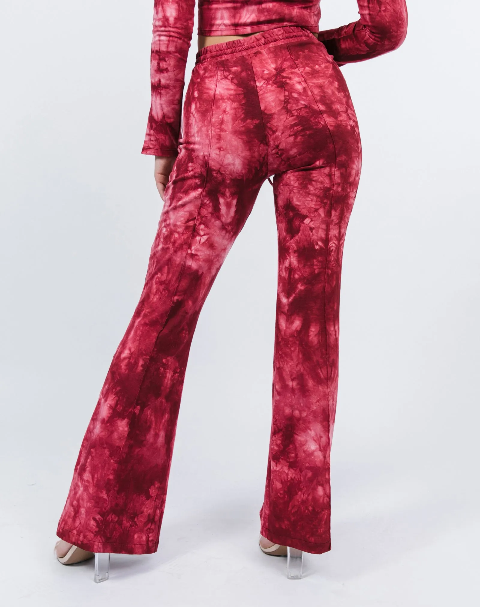 Flared Trousers in Red Tie Dye | Riley