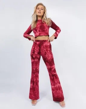 Flared Trousers in Red Tie Dye | Riley