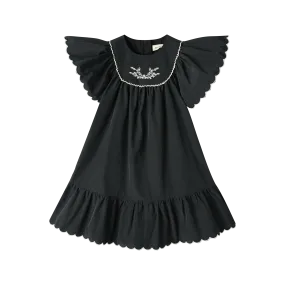 flutter sleeve taffeta jumper - black