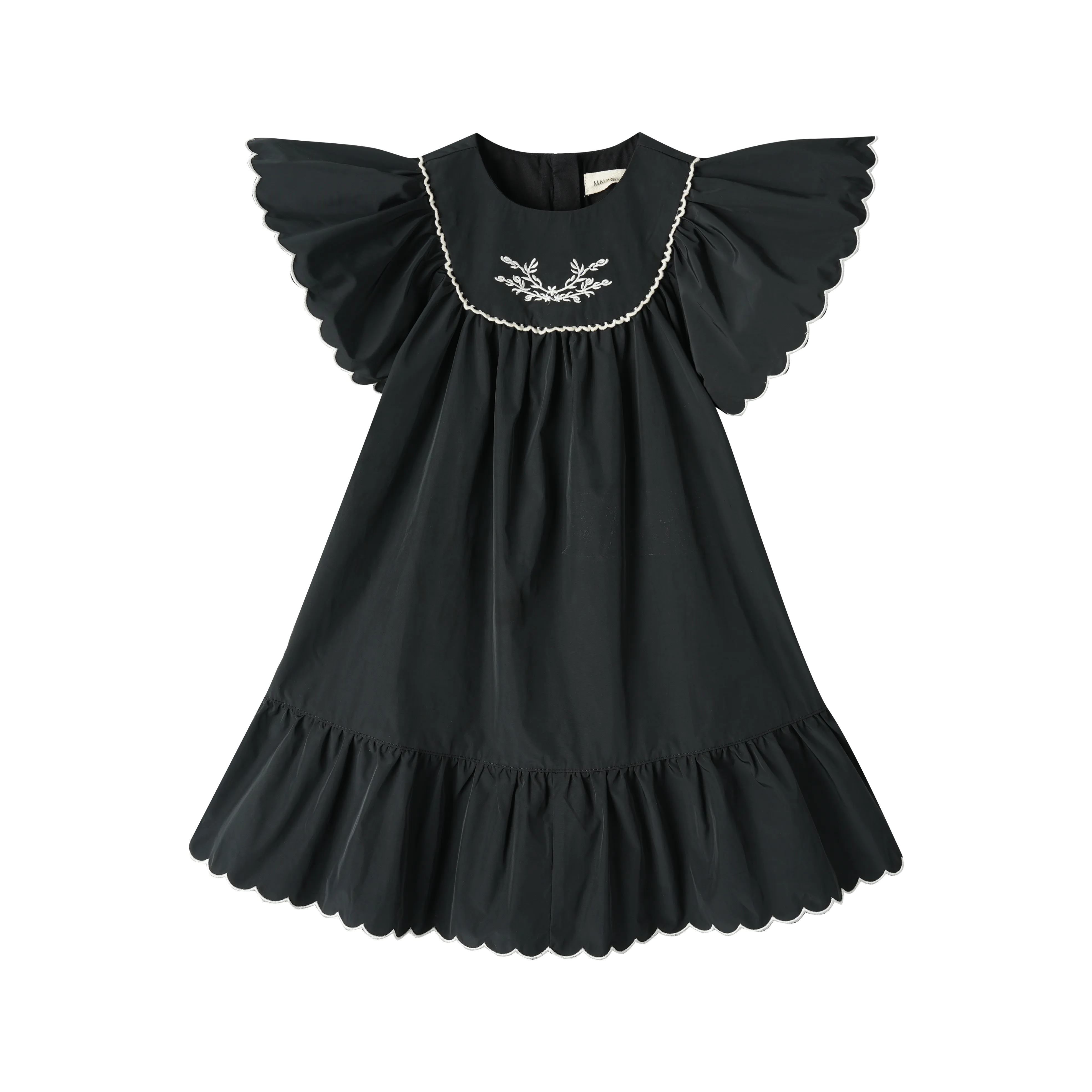 flutter sleeve taffeta jumper - black