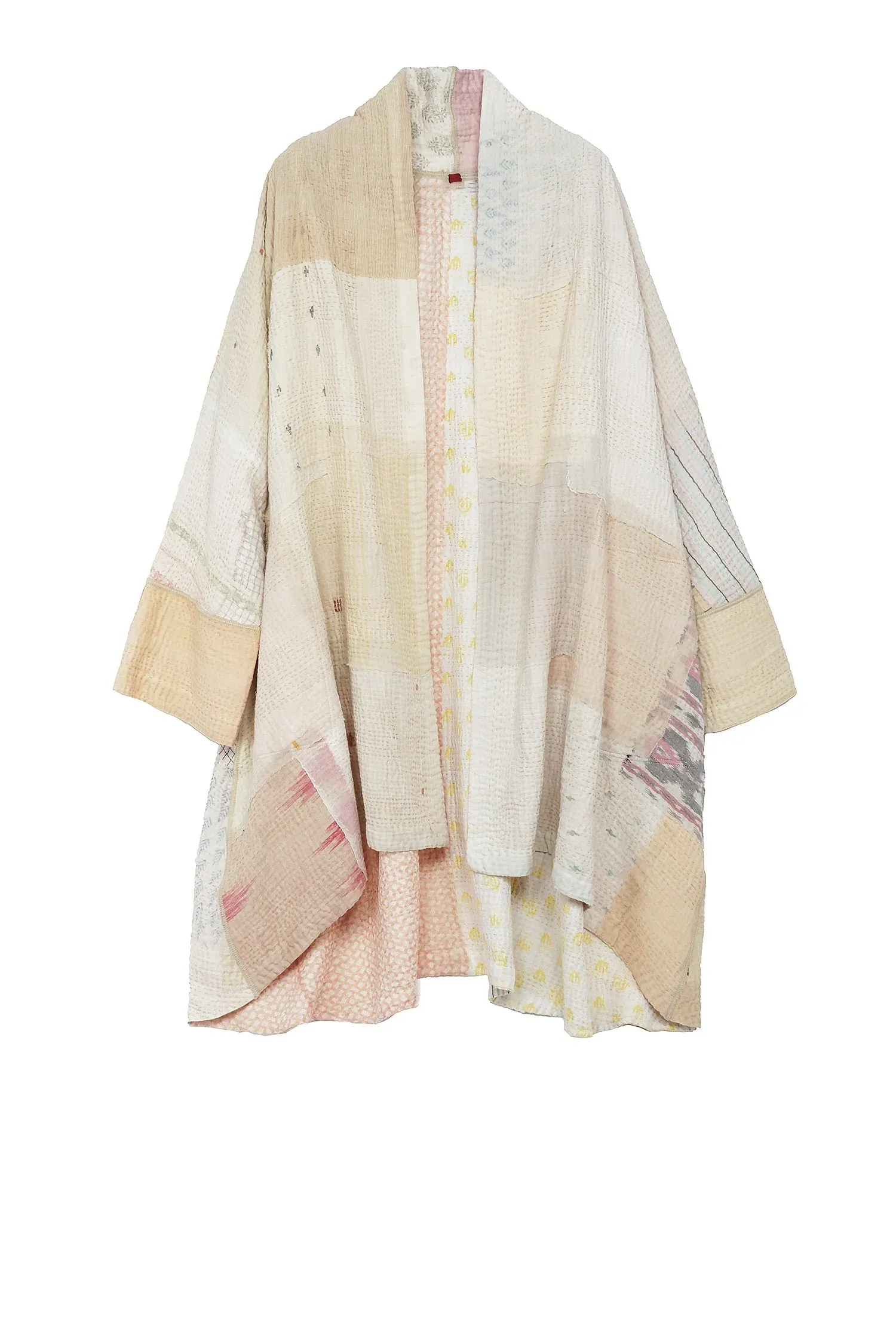 FRAYED PATCH MIX KANTHA KIMONO LONG JKT - fm4005-ivy -