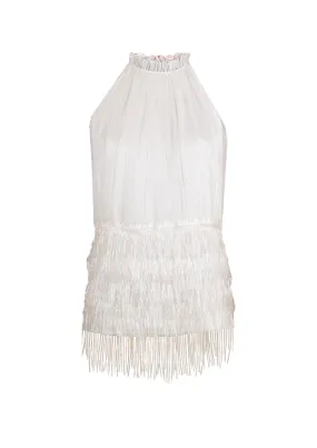 Fringed Silk Organza Halter Top