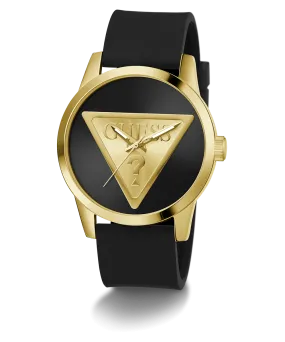 GUESS Mens Black Gold Tone Analog Watch