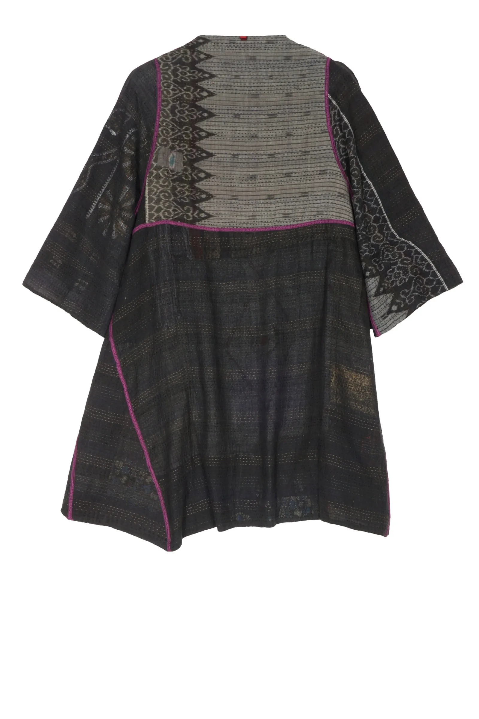 HAND PAINTED RALLI KANTHA WRAP JKT - gp2031-gry -