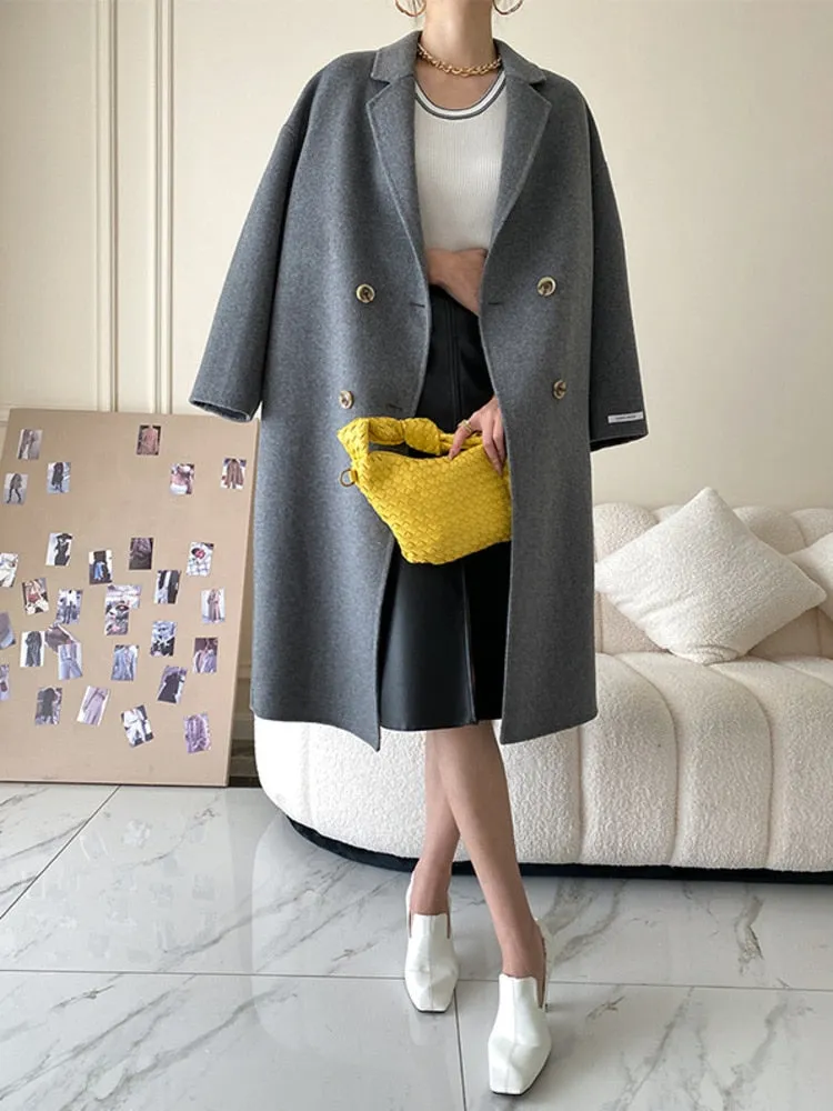 High Quality Double Faced Woolen Coat For Women's Autumn And Winter New Loose Medium Long Wool Coat