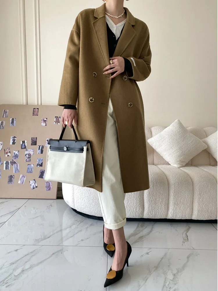 High Quality Double Faced Woolen Coat For Women's Autumn And Winter New Loose Medium Long Wool Coat