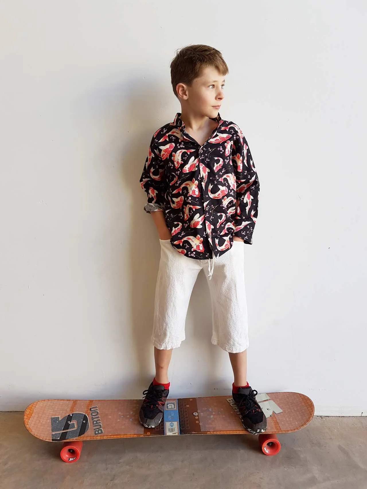 Koi Fish Cotton Button Up Shirt - Boys or Girls