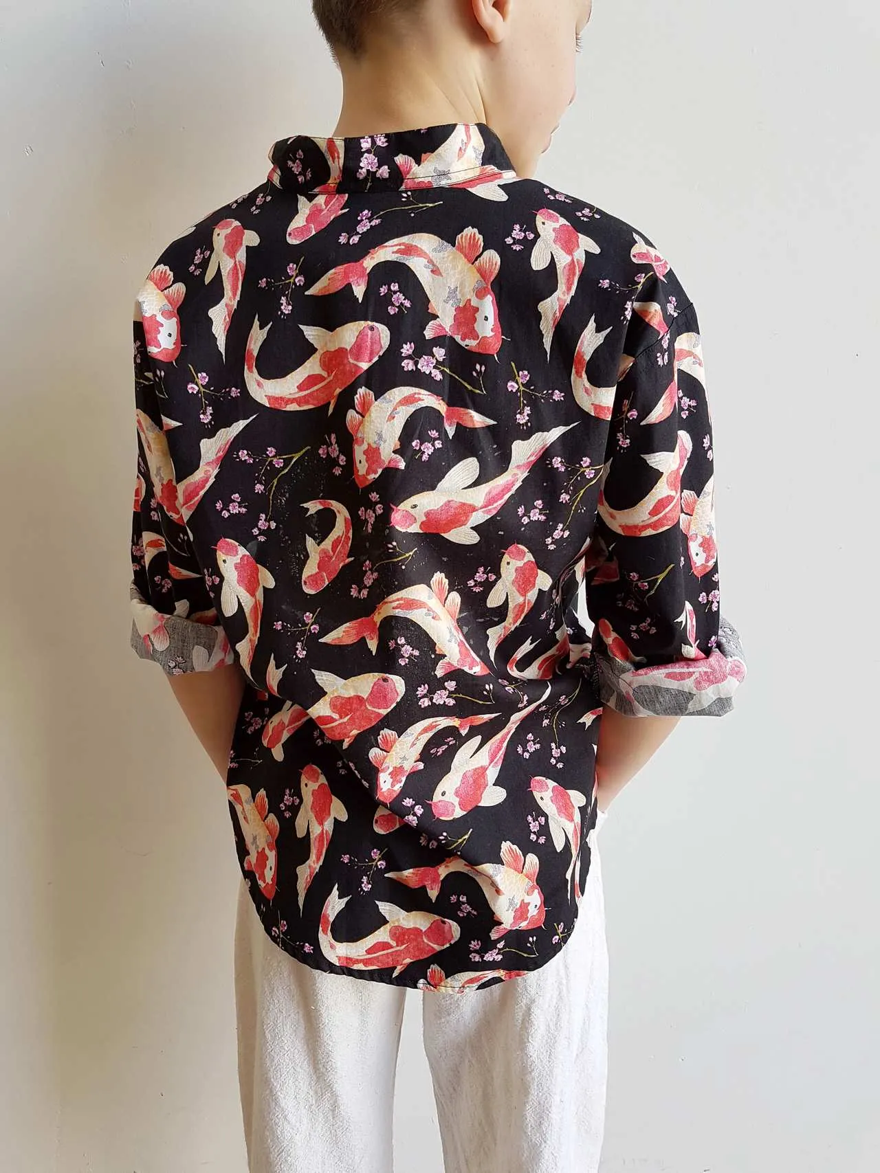 Koi Fish Cotton Button Up Shirt - Boys or Girls