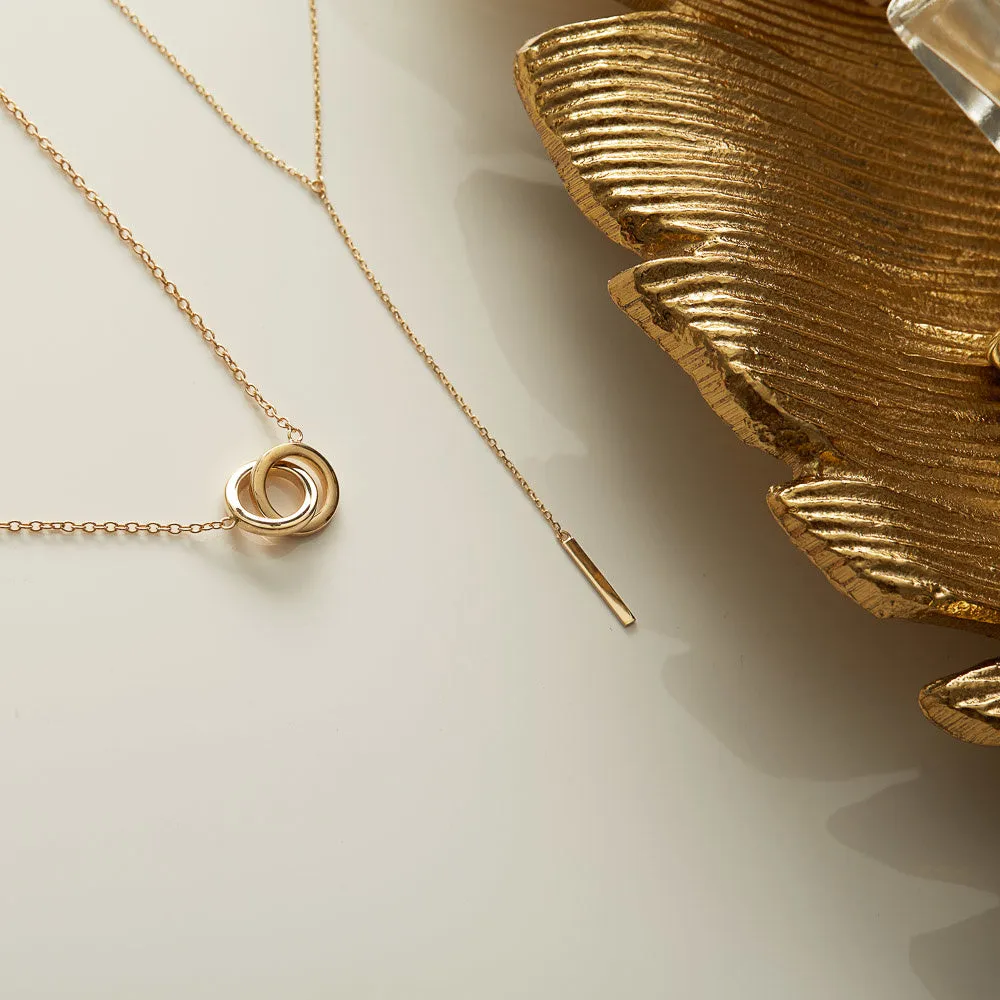 Le Marais Zoë 14 karat gold necklace with two rings