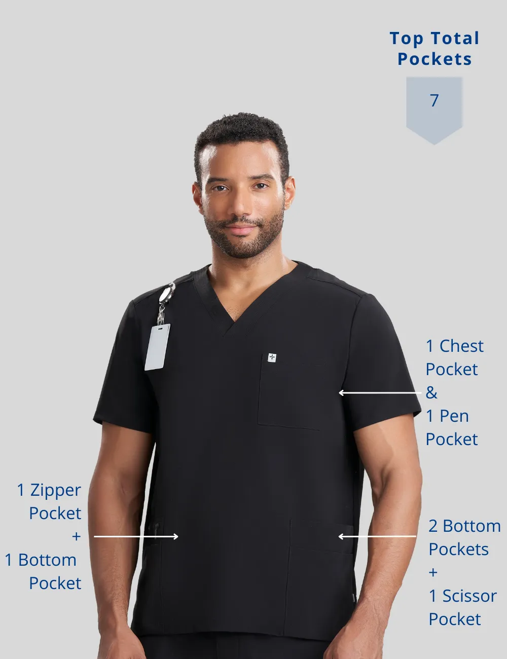 Mens 7-Pocket V-Neck Scrub Top