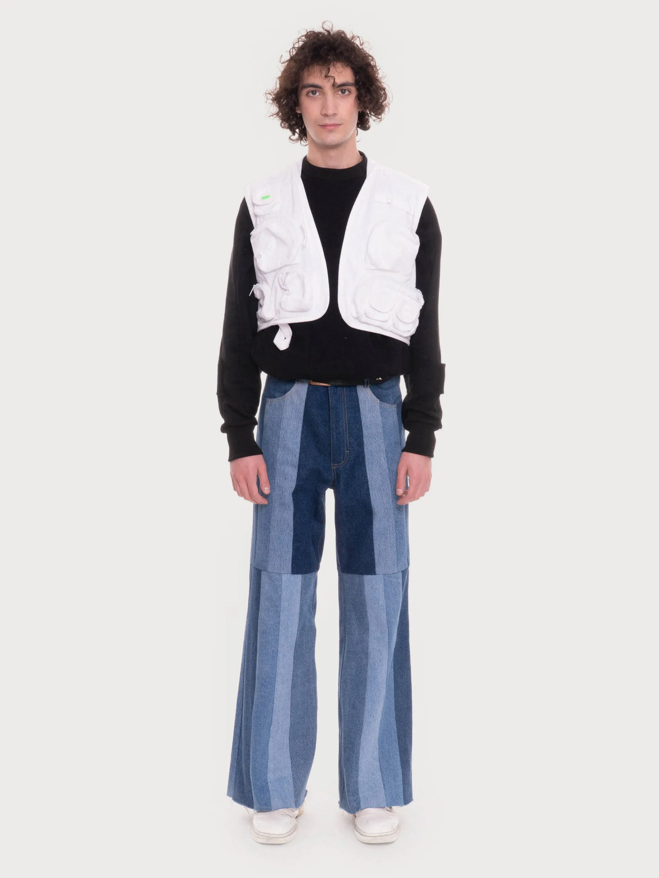 Men's Reworked Striped Flared Jeans