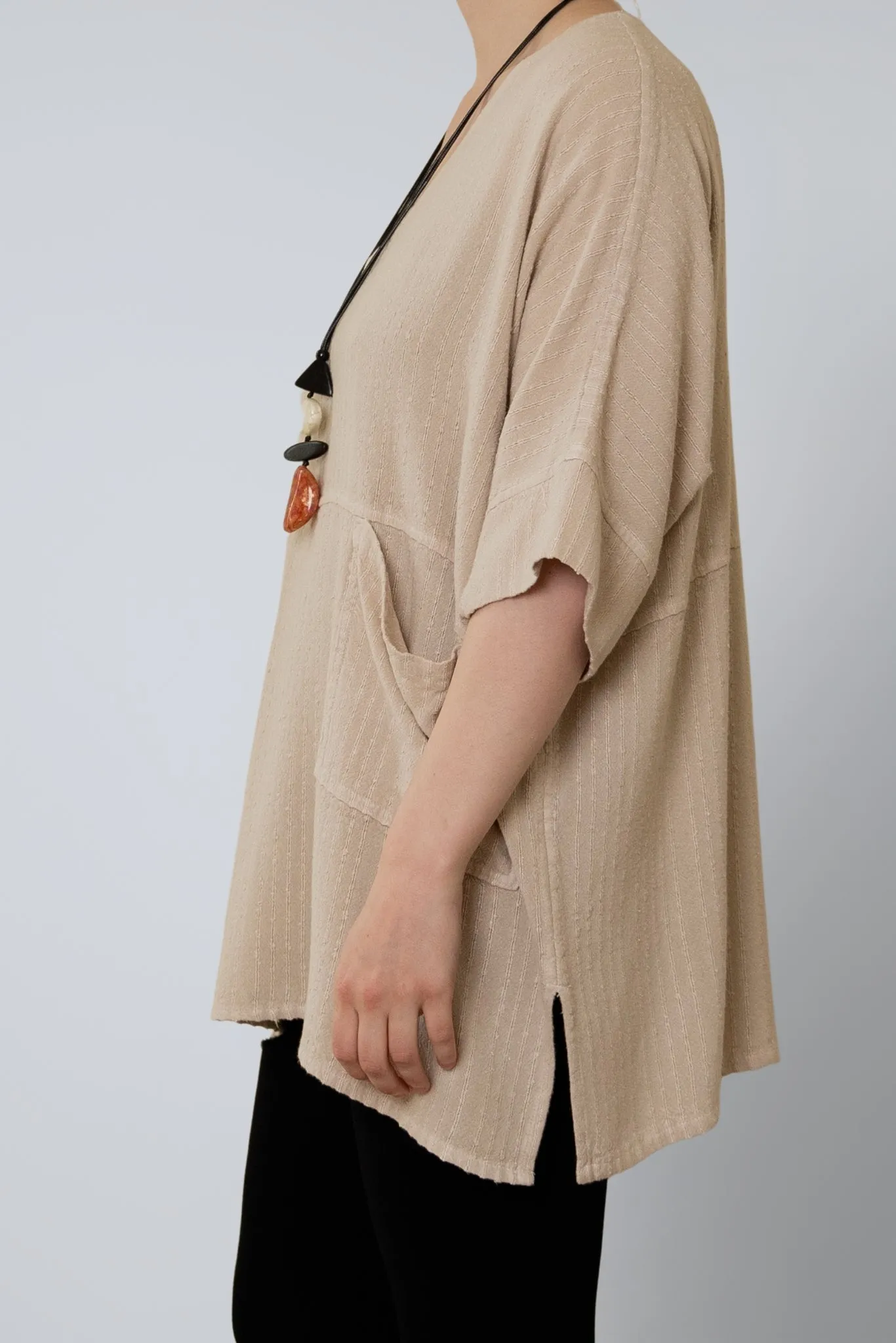 Oversize Top - Sand Shadow Stripe