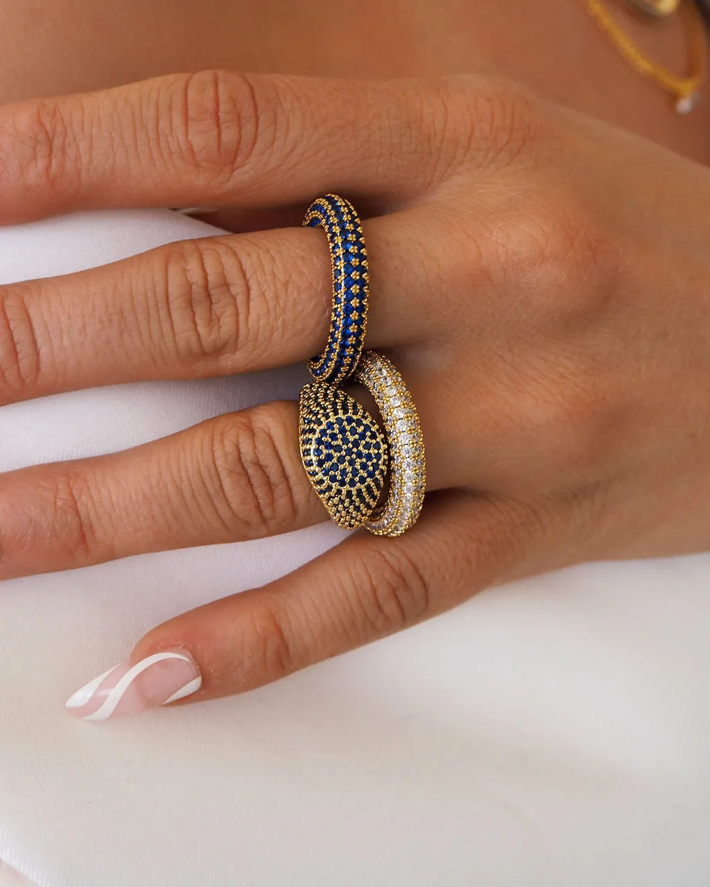 Pave Amalfi Ring- Blue Sapphire- Gold