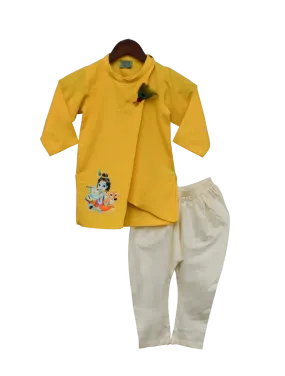 Pre Order: Yellow Kurta with Offwhite Churidar