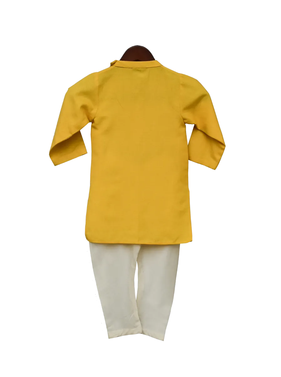 Pre Order: Yellow Kurta with Offwhite Churidar