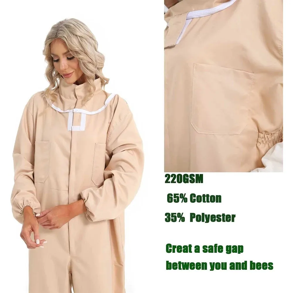 Professional Beekeeper Outfit Jacket Sheepskin Gloves Veil Hood