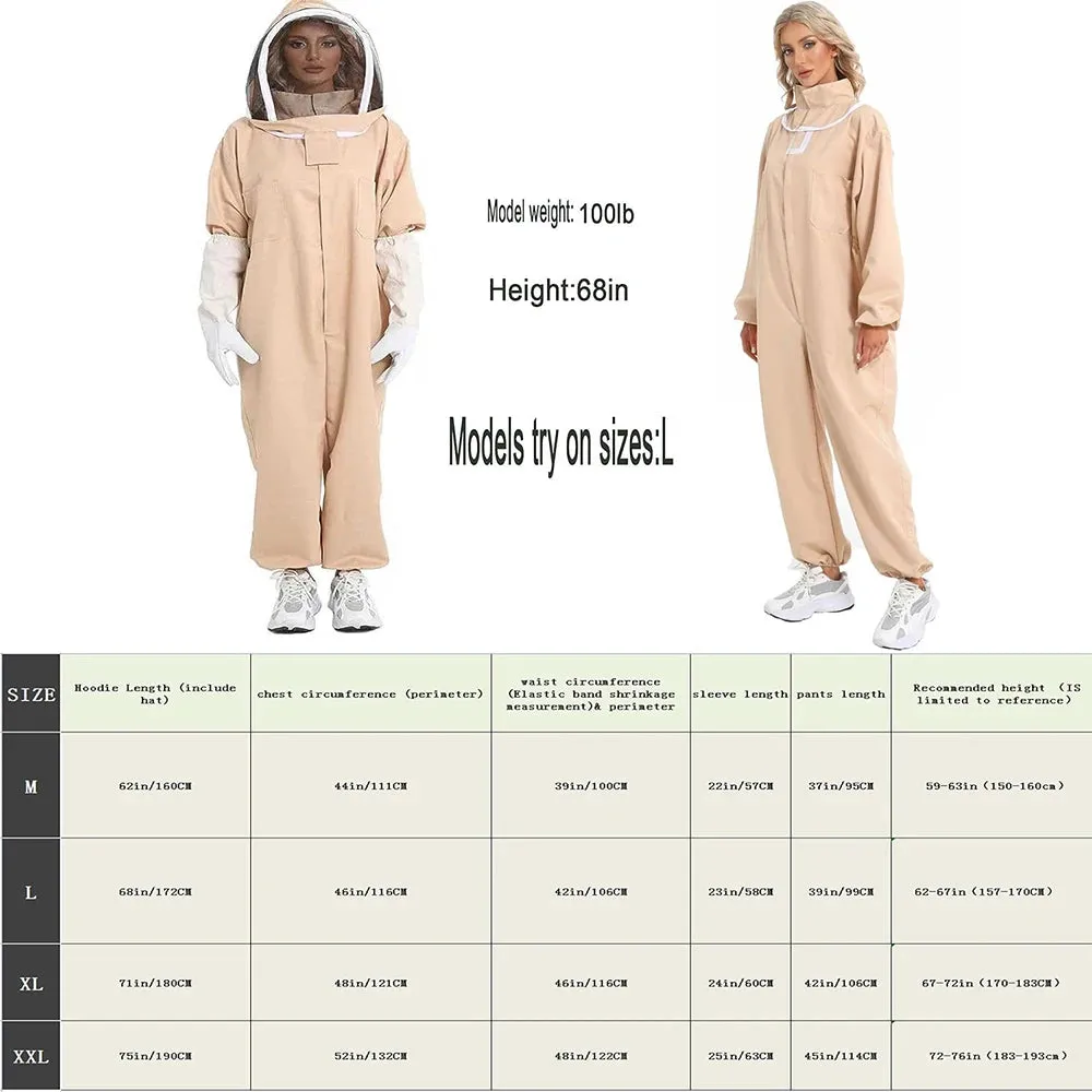 Professional Beekeeper Outfit Jacket Sheepskin Gloves Veil Hood