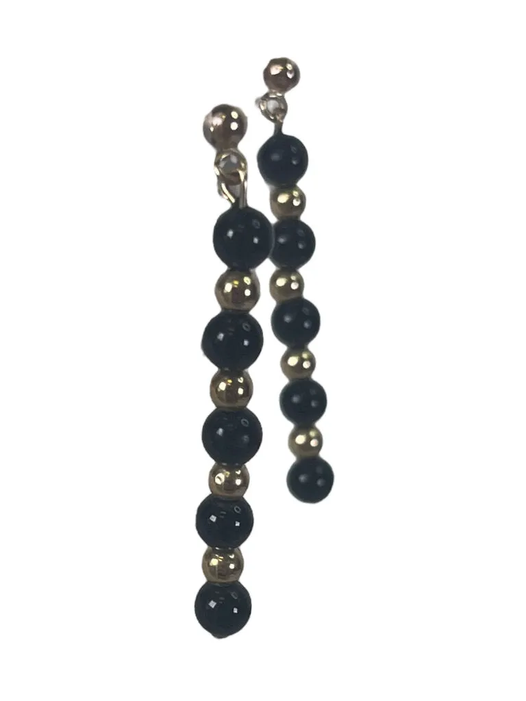 R 14k & black onyx bead earrings