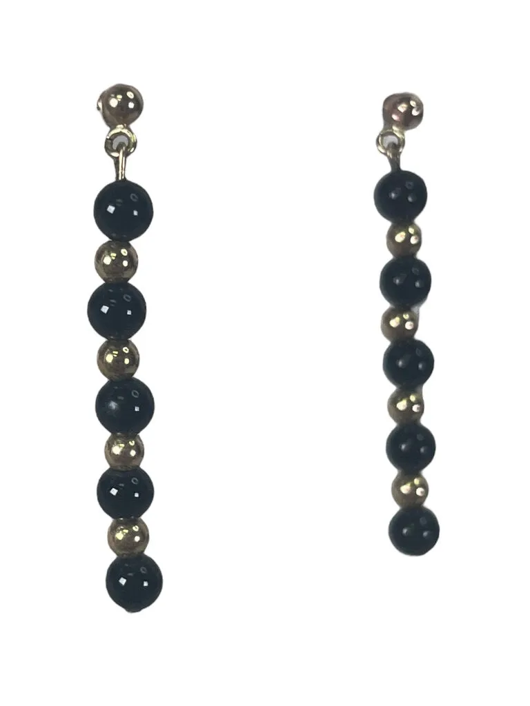 R 14k & black onyx bead earrings