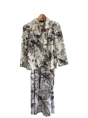 Renato Nucci Cotton Dress and Jacket Suit Floral Black and White UK Size Large