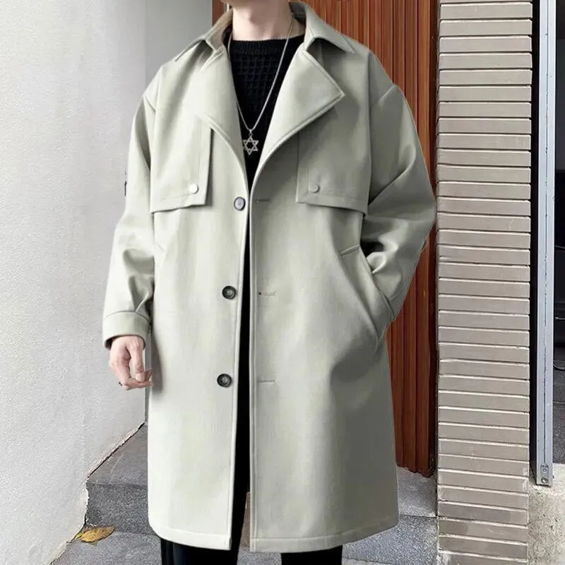 Retro Solid Button Trench Coat