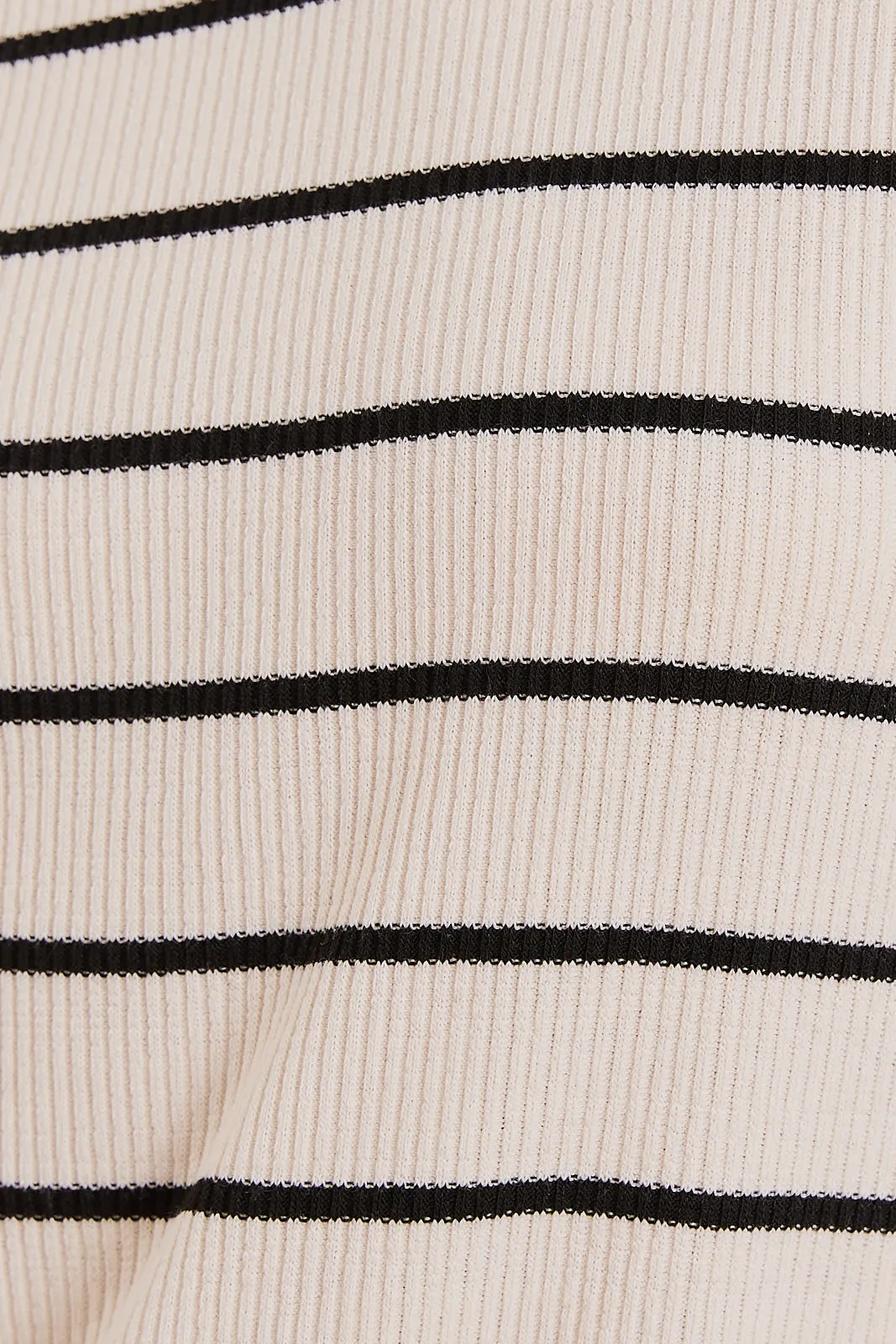 Rhythm in Lines Round Neck Striped Long Sleeve Top in Cream/Black