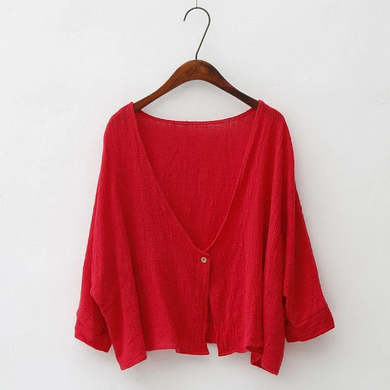 Soft Bat Sleeve Short Cardigan