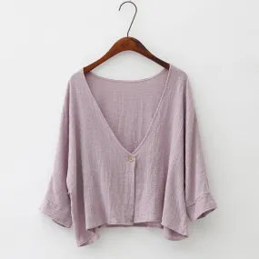 Soft Bat Sleeve Short Cardigan