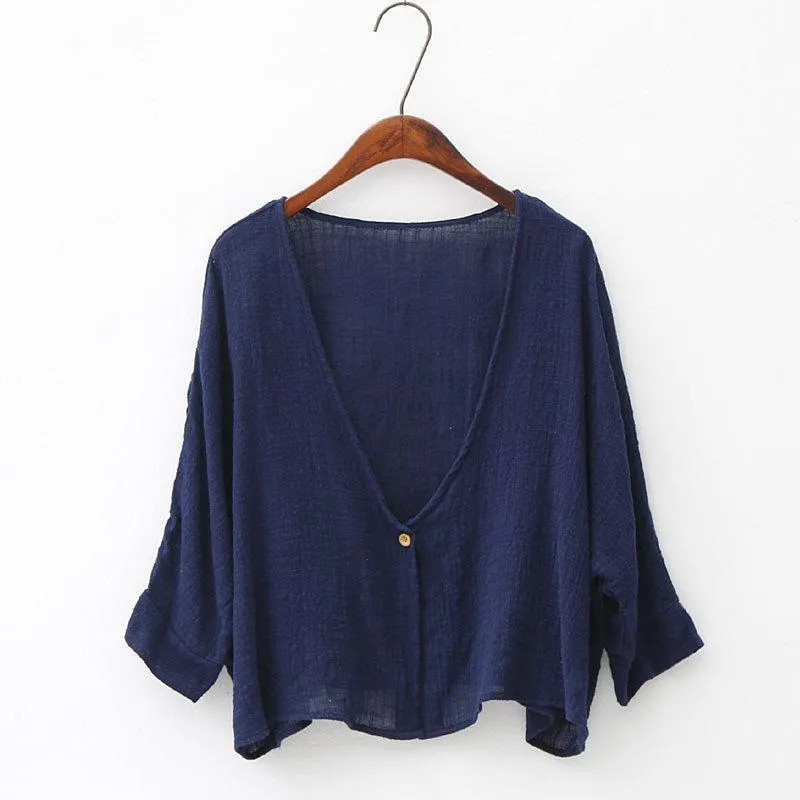 Soft Bat Sleeve Short Cardigan