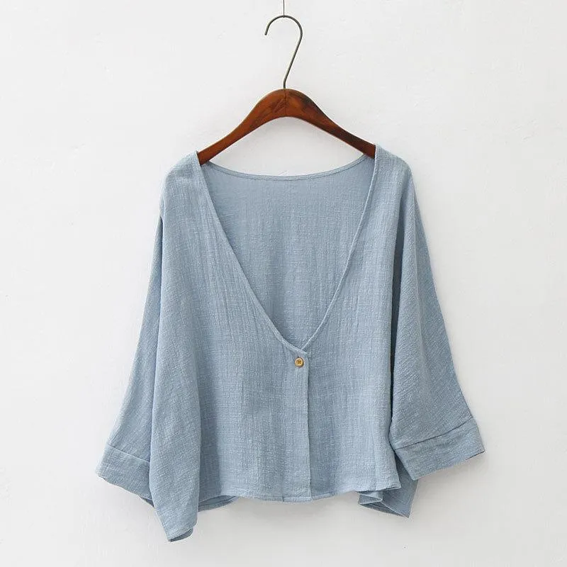 Soft Bat Sleeve Short Cardigan