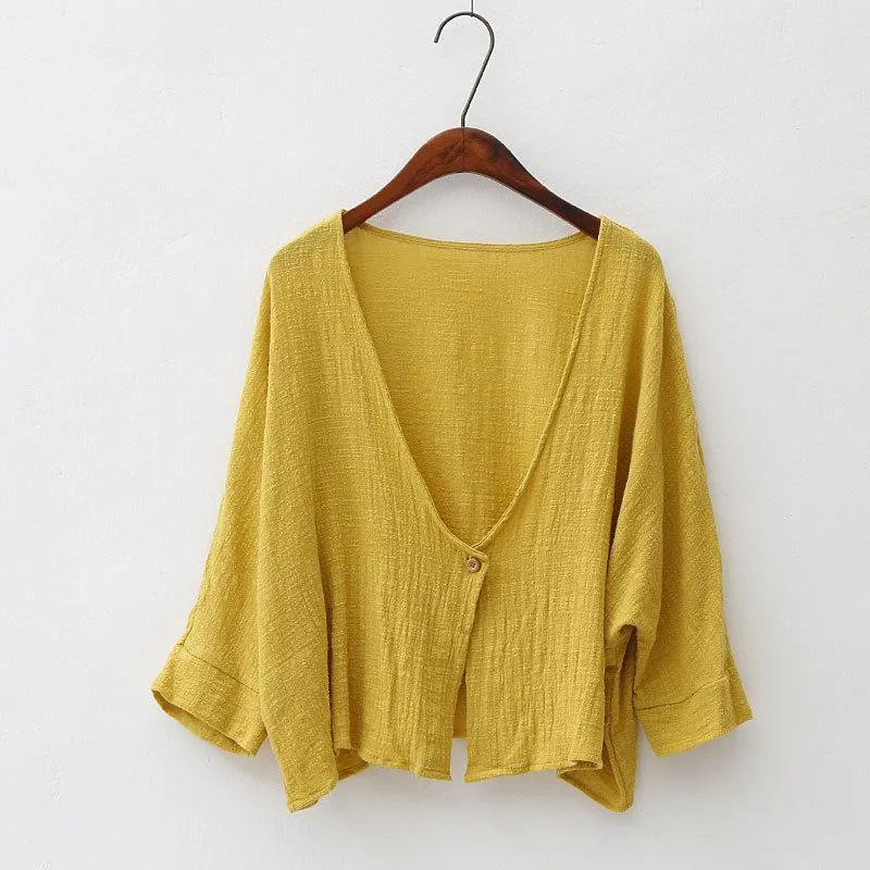 Soft Bat Sleeve Short Cardigan