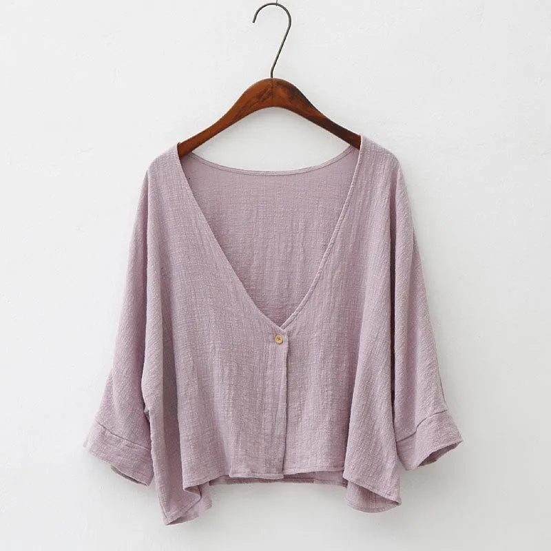 Soft Bat Sleeve Short Cardigan