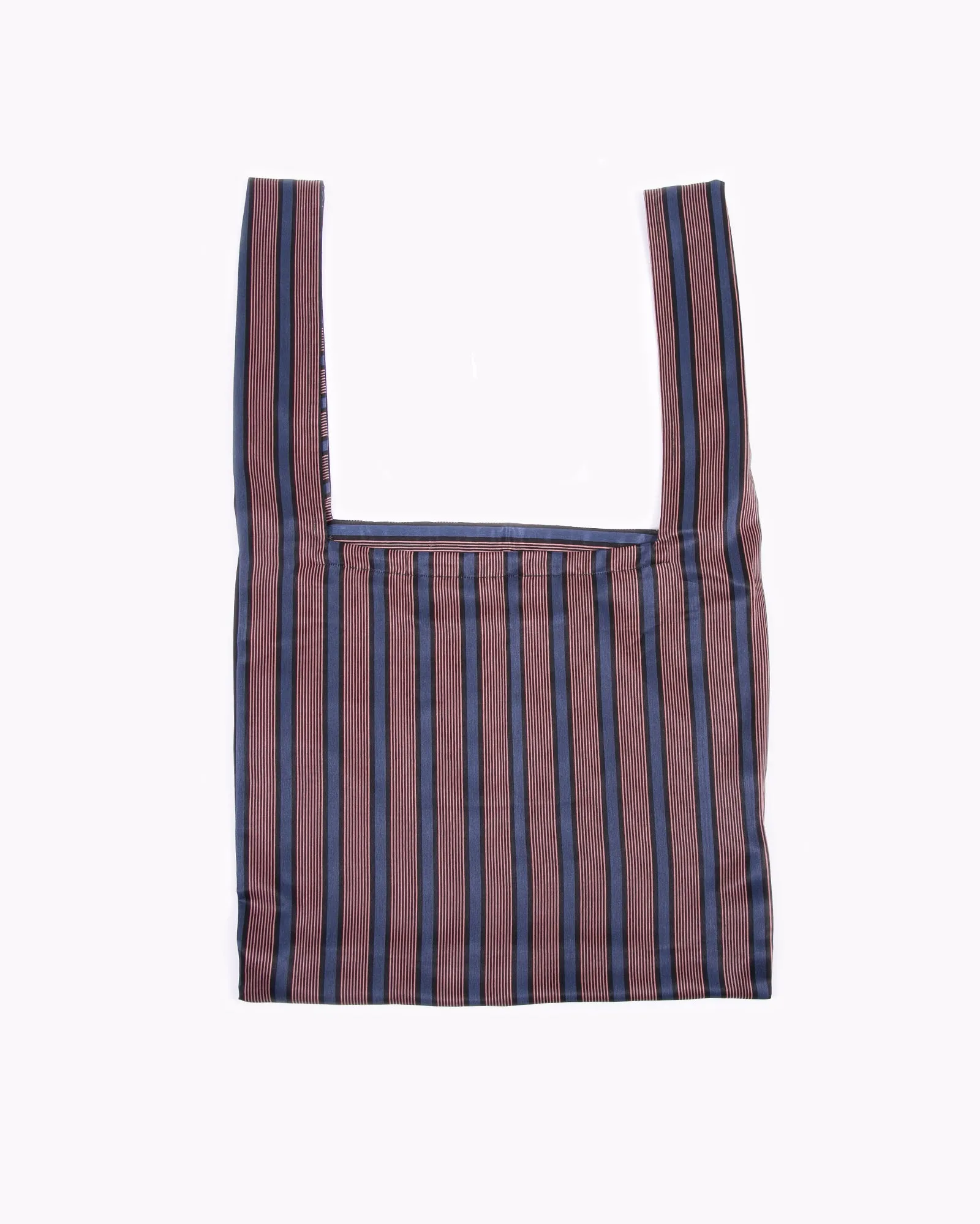 Stripe Rayon Market Tote - Navy