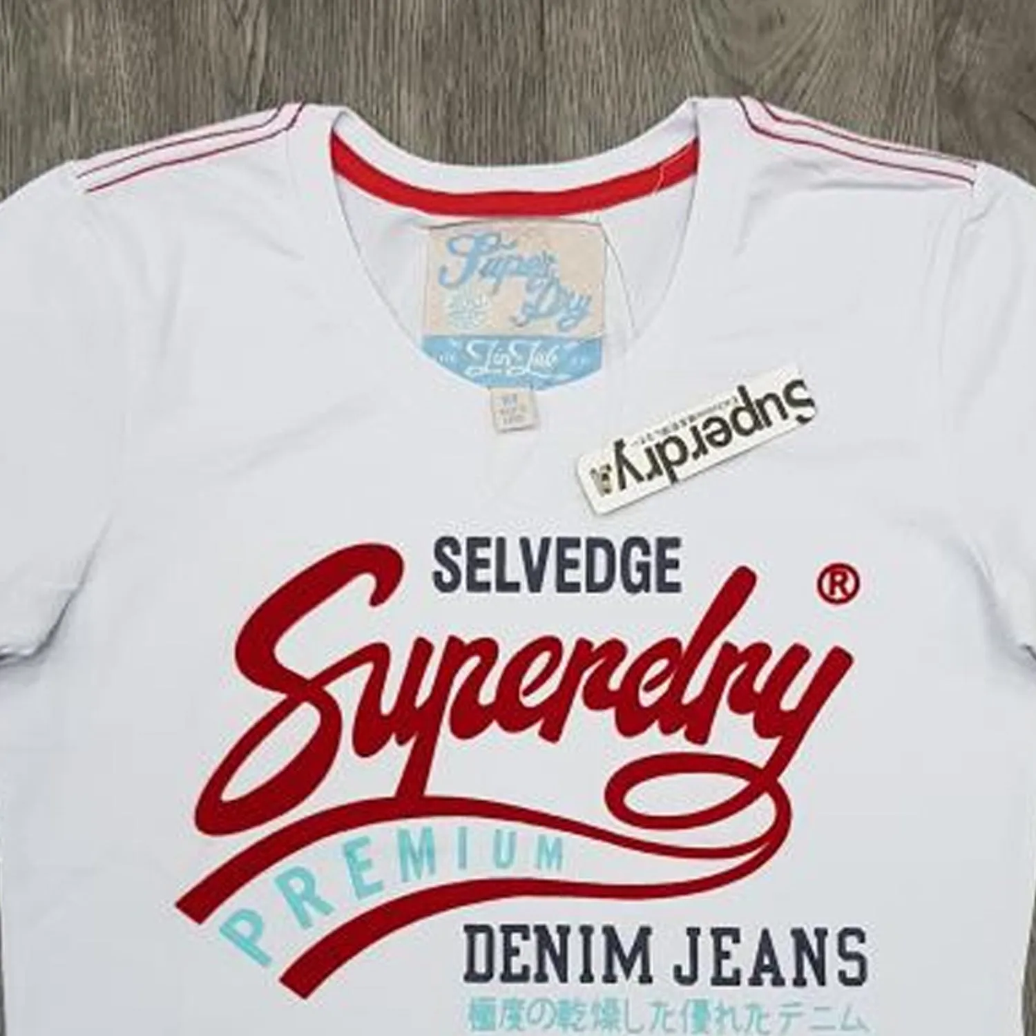 SUPER.DRY - Women 'White' Selvedge Logo Mock Applique T-Shirt SD08