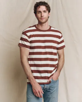 The Men's Boxy Crew. Solid -- Cognac Stripe