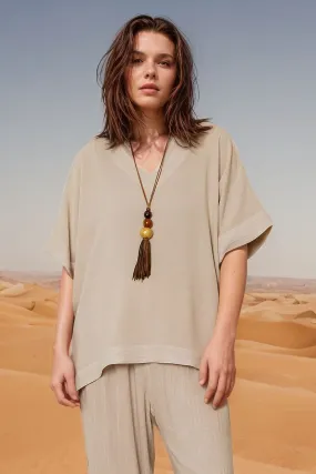 V-Neck Top - Sand