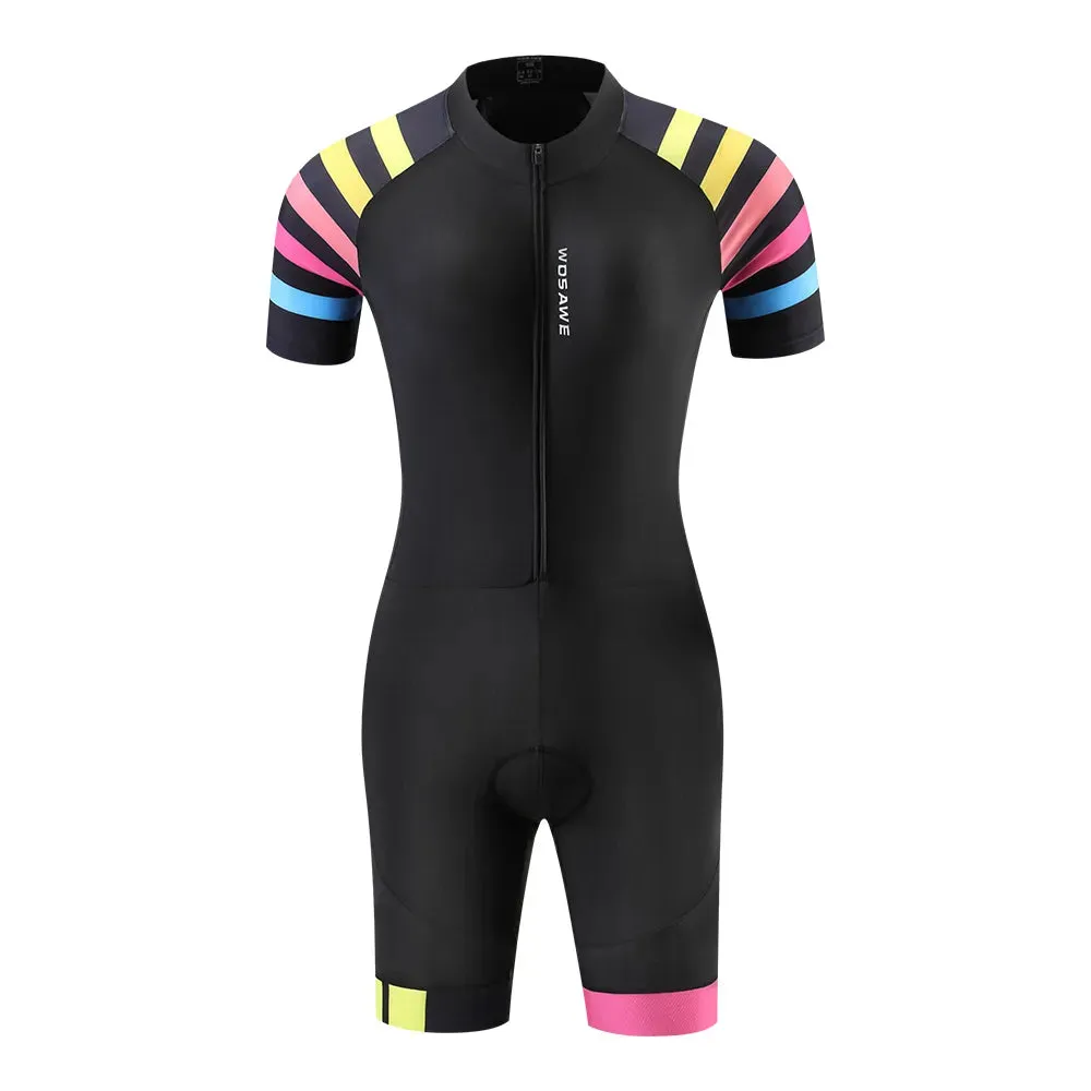 Women's Ladies Triathlon Sportswear Racing Team Jersey Jumpsuit Short Sleeve Tight Cycling Suit