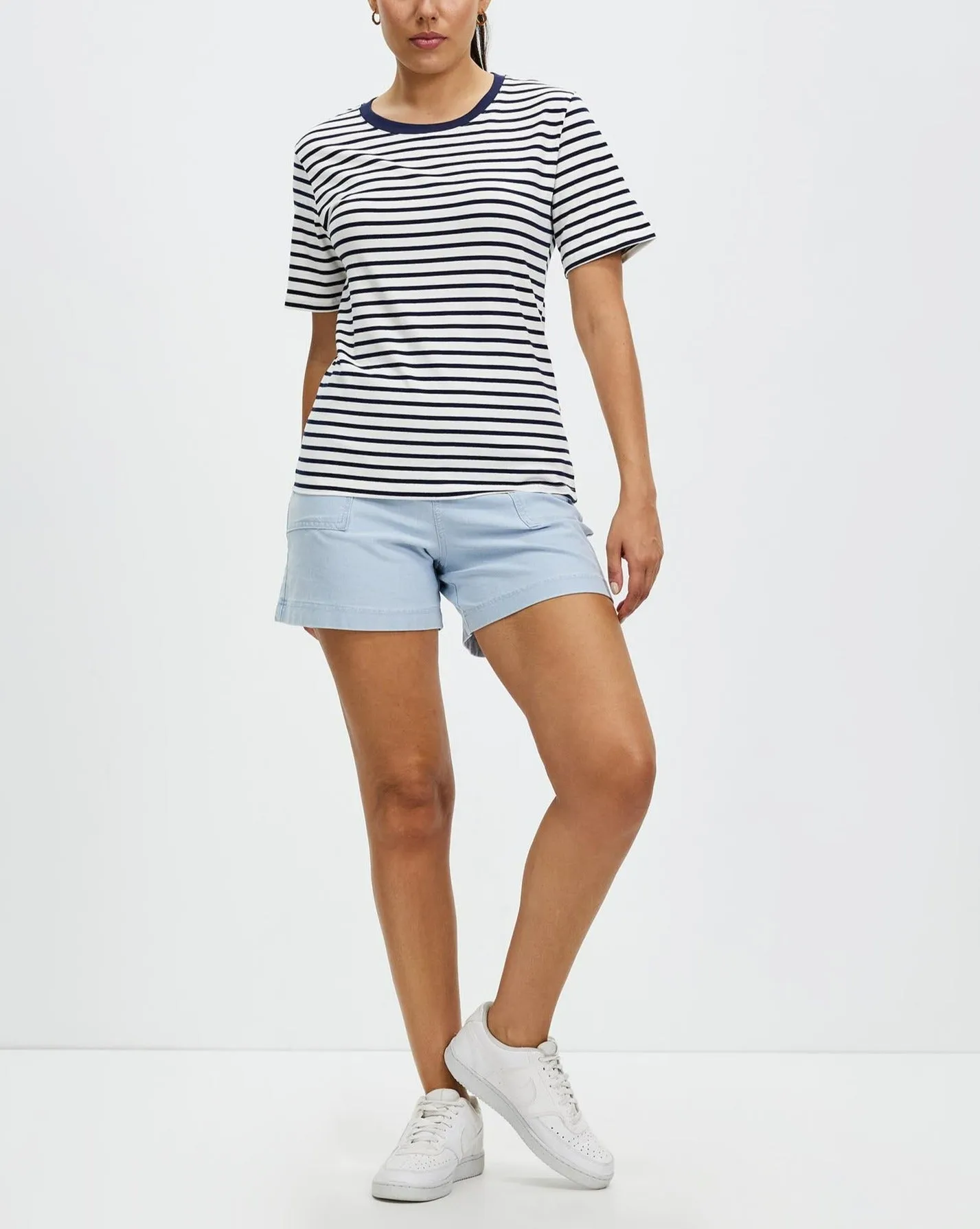 Women's Striped Shirt Short Sleeve Tops Crewneck T-Shirt Basic Tees - Sibyl Top