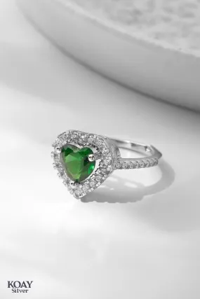 Zircon Green Heart Ring